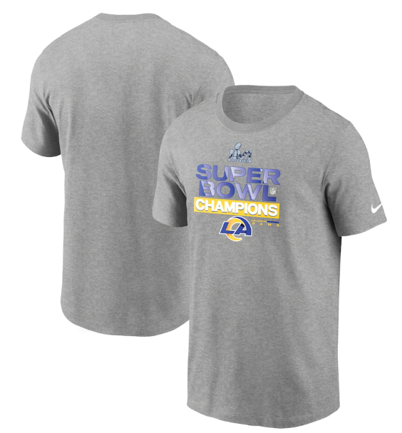 Men's Los Angeles Rams 2022 Heathered Gray Super Bowl LVI Champions Locker Room Trophy Collection T-Shirt Men's Los Angeles Rams 2022 Heathered Gray Super Bowl LVI Champions Locker Room Trophy Collection T-Shirt